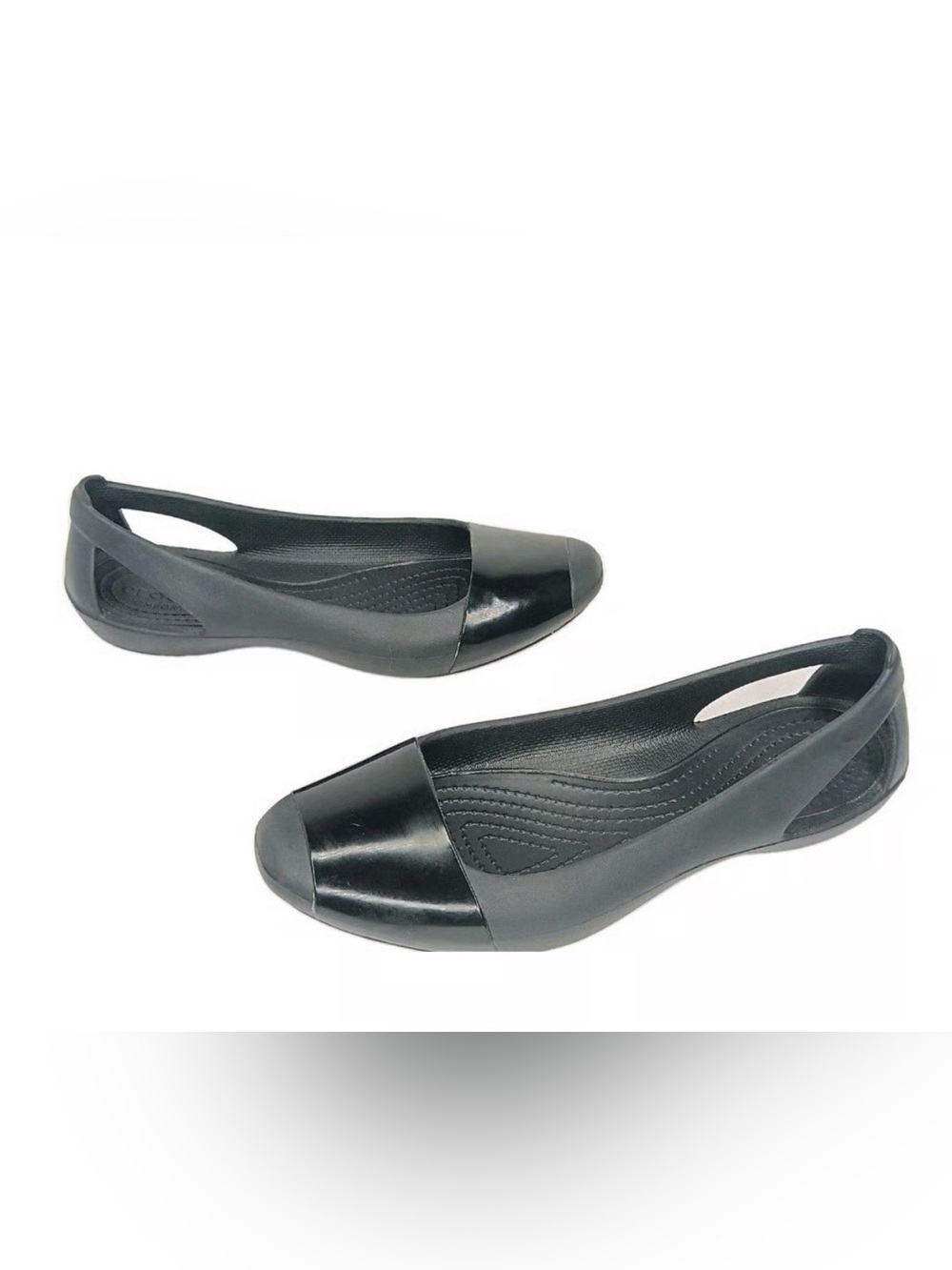 CROCS Women's Black Slip-On Cap-Toe Flats